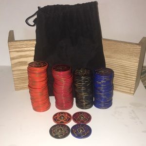 VTG 100 pcs PP Casino Red Blue Black Orange Poker Chips Las Vegas Style.